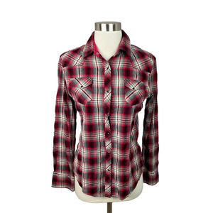 Kuhl S Red Plaid Snap Front Long Sleeve Shirt